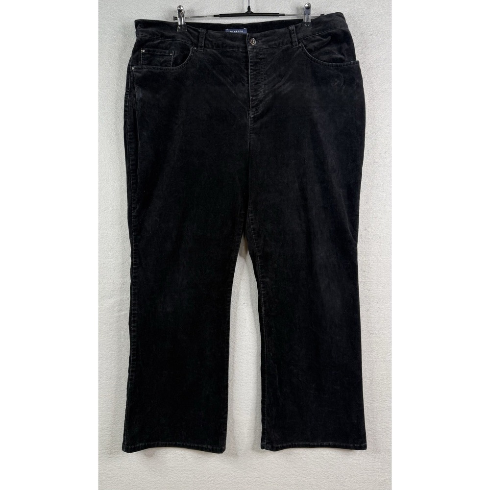 JONES NEW YORK Black Corduroy Straight Leg Pants‎ Stretchy Sz 16 37x28 Classic